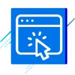 Browser window with clicking cursor to show user engagement