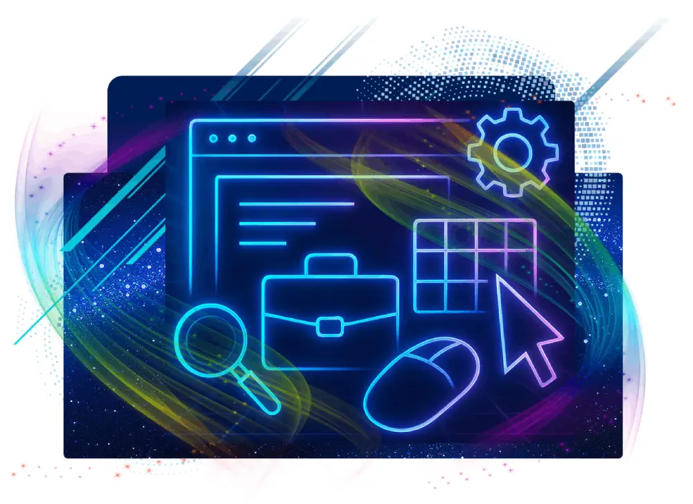 Browser and tools symbolizing digital solutions for small businesses