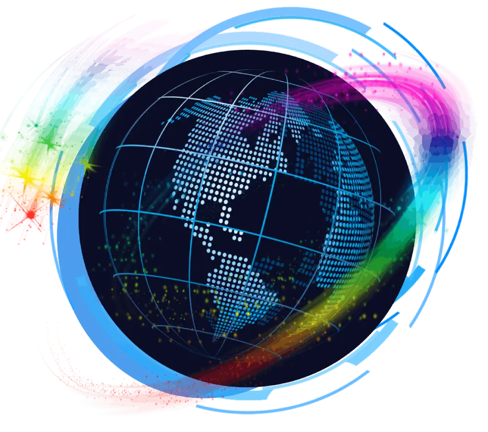 Empowering Local Businesses in the Digital World Glowing digital globe symbolizing global reach for local businesses