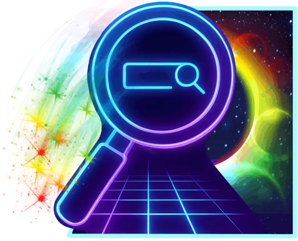 Glowing magnifying glass scanning digital matrix to represent SEO strategy
