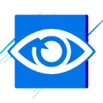 Neon eye icon representing online visibility for businesses