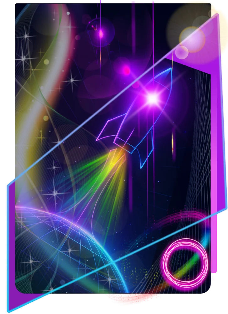 Rocket ship blasting through digital space representing business success through expert web design